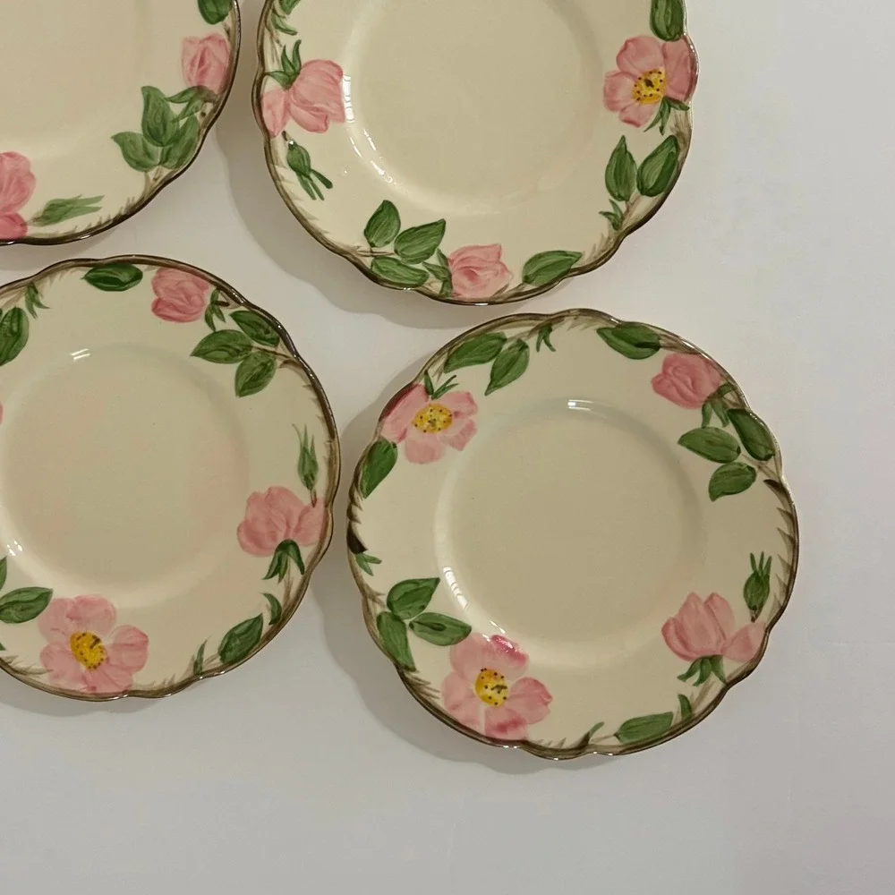 Vintage FRANCISCAN Desert Rose Set‎ of 4 Bread Butter Plates USA Made 6 3/8